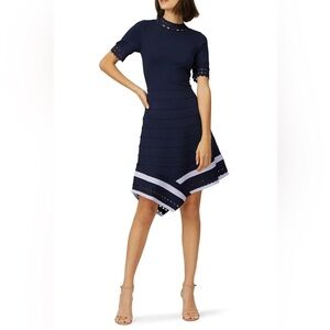 Shoshanna Navy Blue Costa Midi Dress Size Small